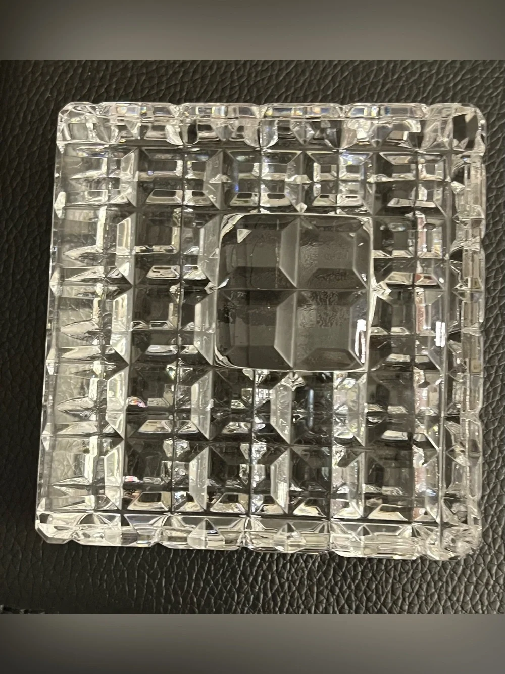 Waterford Crystal Quadrata Grid Cube Desk Clock Paperweight